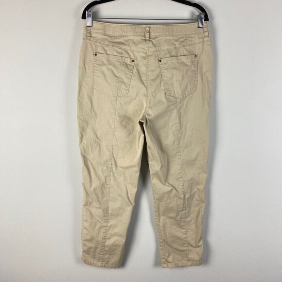 Chicos Ankle Pants Womens 1 US Medium Elastic Waist Tapered Slim Leg Tan - Picture 4 of 9